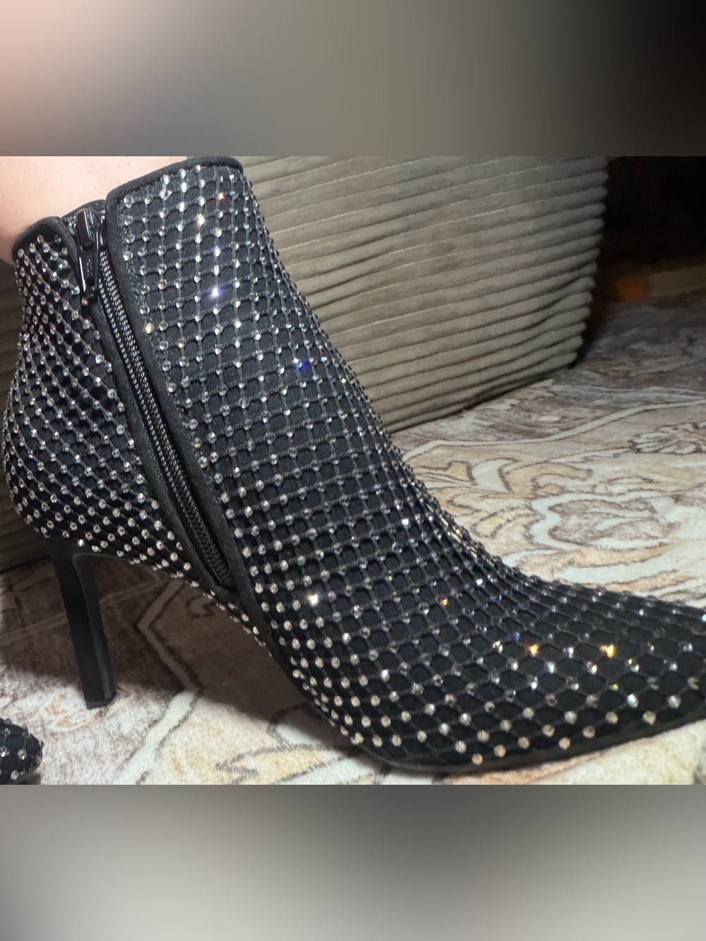 Gianni Bini Black Crystal-Studded Ankle Booties - Picture 4 of 9